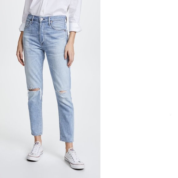 CITIZENS OF HUMANITY Women's sz 26 Liya Petite High Rise Classic Fit Jeans Torn - Picture 1 of 12